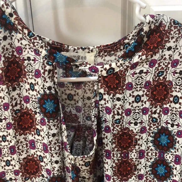 Umgee Red and Blue Buttoned Sundress with Bell Sleeves - Picture 2 of 7